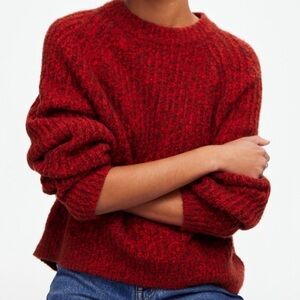 Madewell Cozy Red Chunky Sweater, Sz Large